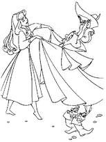 coloriage la belle au bois dormant danse avec les animaux